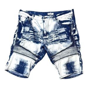 Blue Cult Denim Acid Wash Distressed Mens Shorts Size 42 100% Cotton Y2K Hip Hop